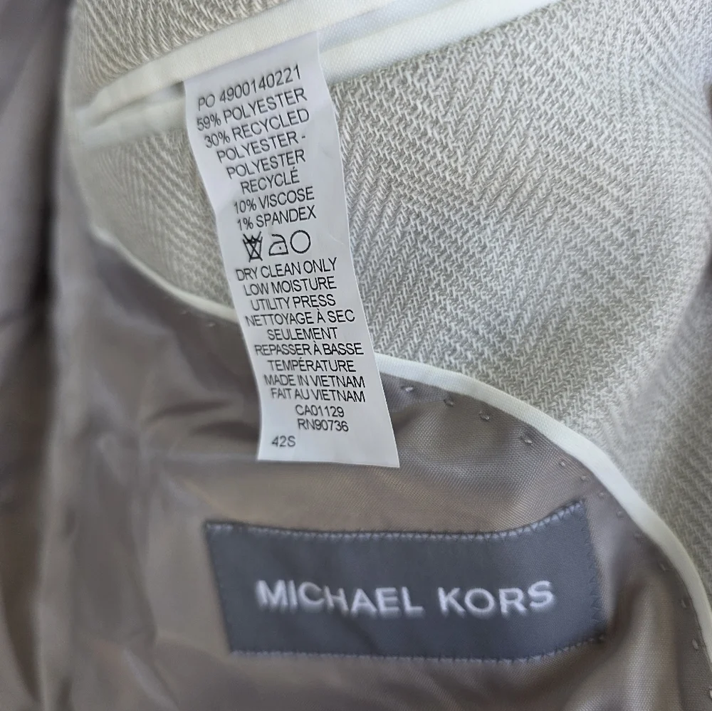 $295 Michael Kors Men Classic Fit Herringbone Woven Sport Coat Sz 42S NWT Career